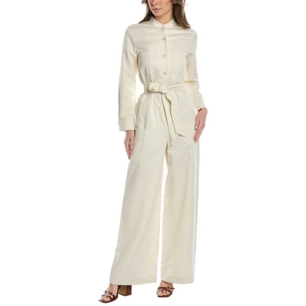 Weekend MaxMara Ulla Cotton Linen Jumpsuit in Ivory Size 6 NWT